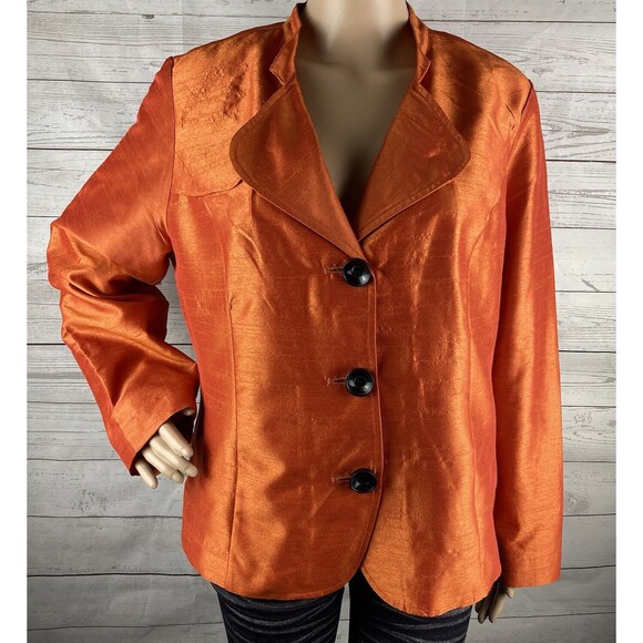 Chico's Size 2 Shimmery Orange Jacket - Picture 1 of 12
